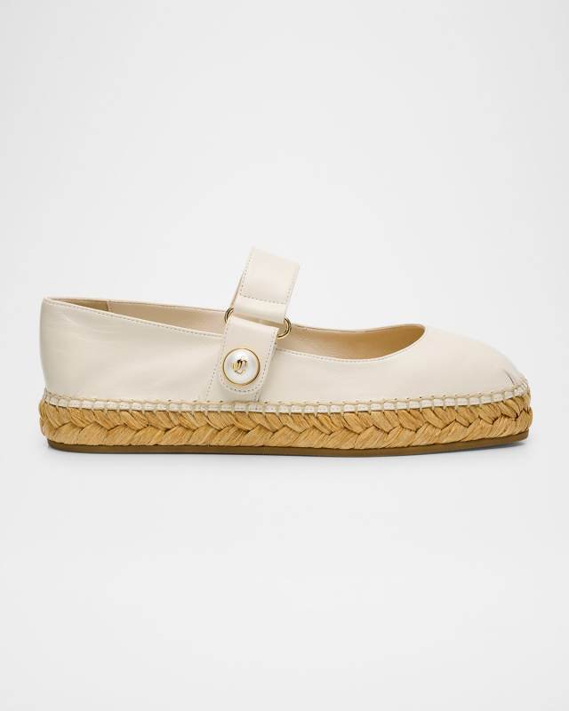 Fayence Leather Mary Jane Ballerina Espadrilles